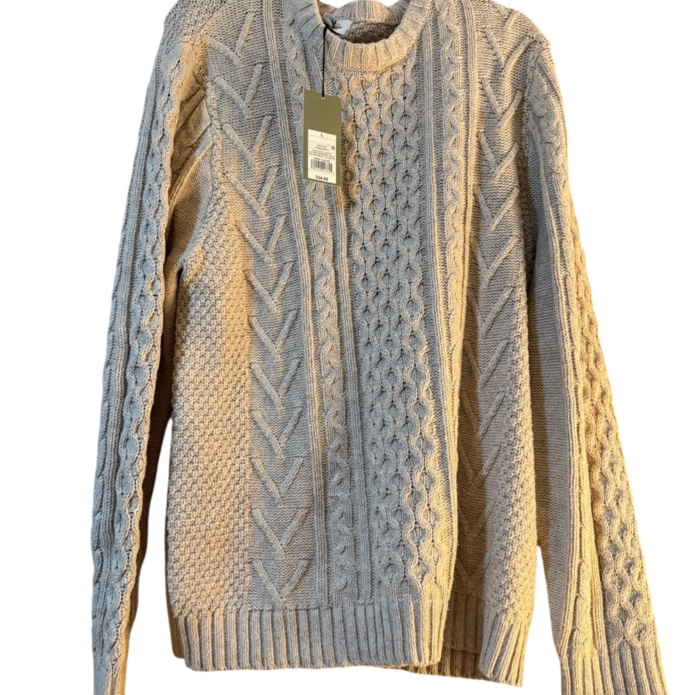 Goodfellow & Co Oatmeal Chunky Knit Crew Neck Sweater - Picture 2 of 5